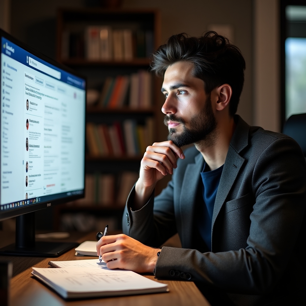 Profesionál plánuje strategii oslovování na LinkedInu